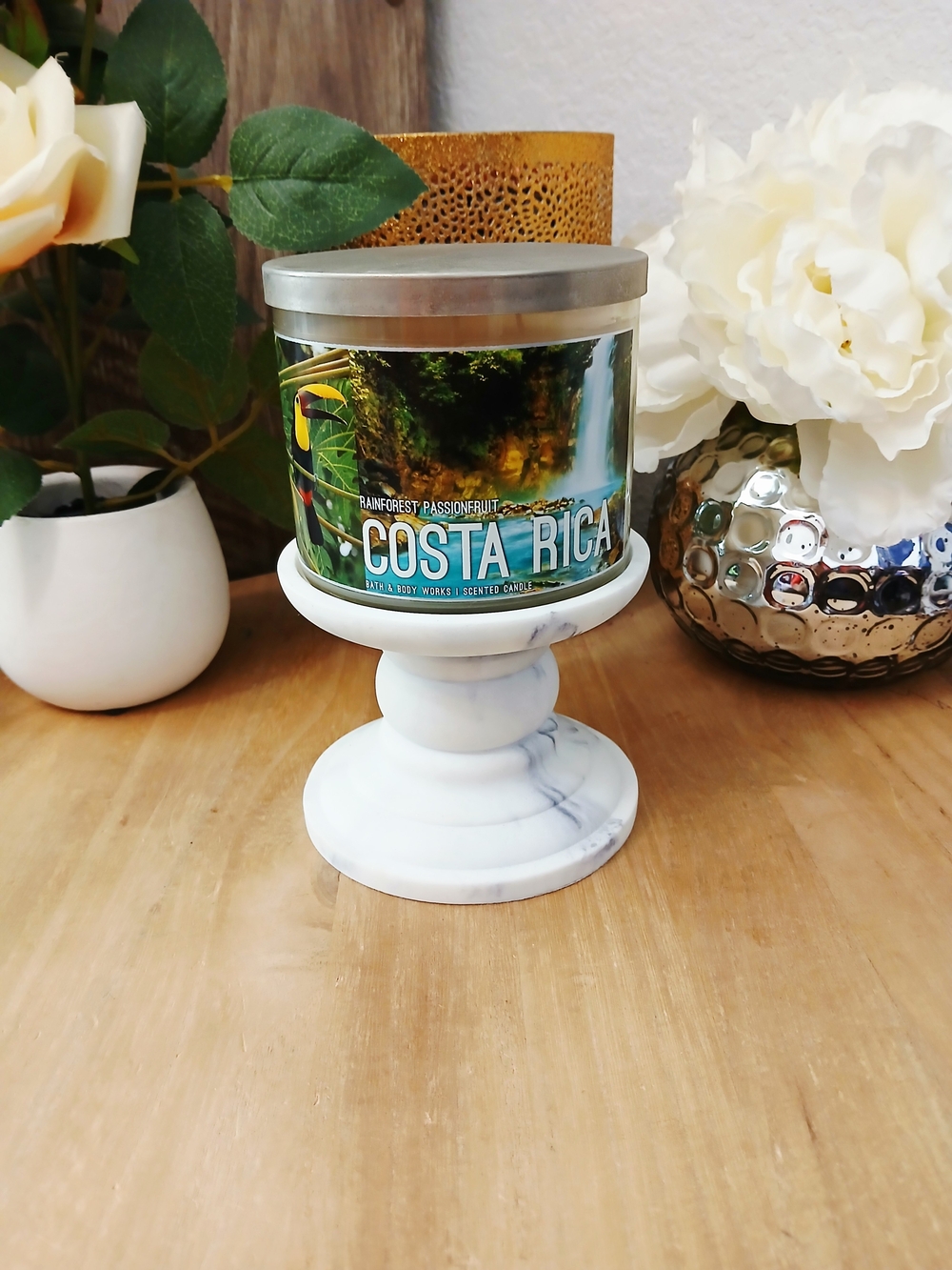 Bath & Body Works Costa Rica Candle in Green and Silver